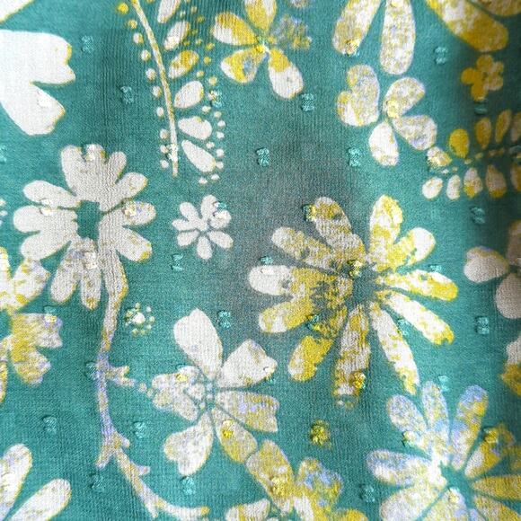 Free People Clarissa Smocked Long Sleeve Floral Chiffon Swiss Dot Blouse Top - Picture 5 of 6